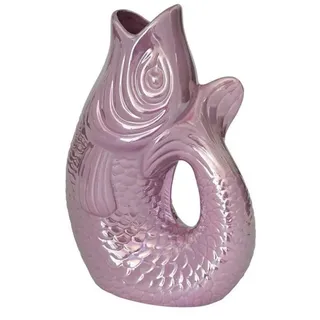 Pad Monsieur Carafon, Fisch -Vase/Krug/Kanne/Skulptur Fisch, Größe S, Fassungsvermögen 1,2 Liter, Größe 9,7 x 16,5 x 25cm (Rainbow violett)