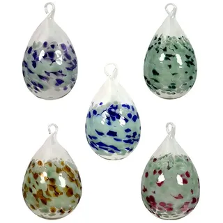 Lauschaer Glas Hängedekoration Osterei bzw. Ostereier aus Glas mundgeblasen handgeformt groß (5 St), aus mundgeblasenem Glas grau
