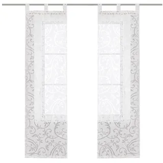 Joyswahl Schiebegardine Kerzen-Palmlilie (2 St), Schlaufen, halbtransparent, Ausbrenner, Ausbrenner Flächenvorhänge, Türvorhänge weiß 57 cm x 175 cm