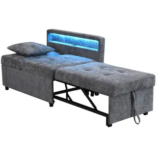 Okwish Schlafsofa, Hellgrau, Leder, 68x65x97 cm, Wohnzimmer, Sessel, Schlafsessel