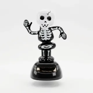 Starlet24 Solar Wackelfigur Solarfigur tanzende, wippende solarbetriebene Figur als Dekoration für Fensterbank, Armaturenbrett, Hutablage und viele weitere Aufstellmöglichkeiten Skeleton schwarz