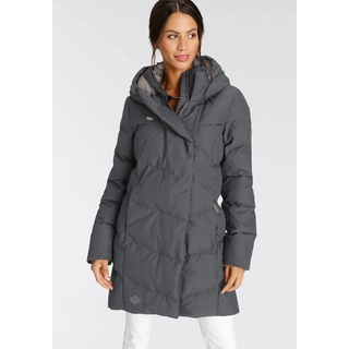 Steppjacke RAGWEAR "PAVLINNA O" Gr. XS (34), grau (grey) Damen Jacken Steppjacken stylischer, gesteppter Winterparka mit Kapuze Bestseller