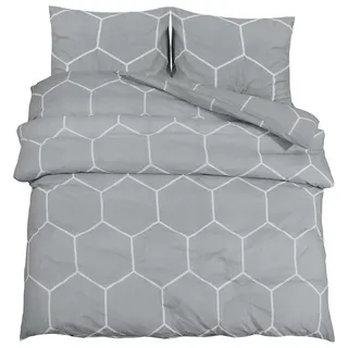 vidaXL Damari Motiv Baumwolle Grau 200 x 220 cm + 80 x 80 cm