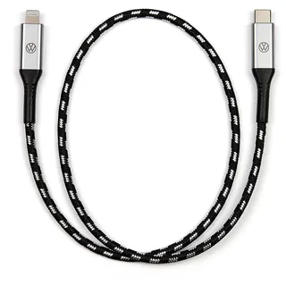 Volkswagen Anschlusskabel USB-Kabel Ladekabel Premium Kabel, mit beleuchtetem Logo, 50cm, USB-C auf Lightning