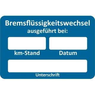 Eichner Aufkleber Bremsflüssigkeitswechsel ausgeführt, blau/weiß, 250 St.