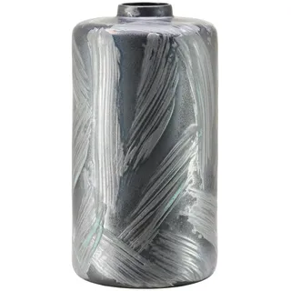 Vase, Grau, Schwarz, Stein, zylindrisch, 30.5 cm, zum Stellen, Dekoration, Vasen