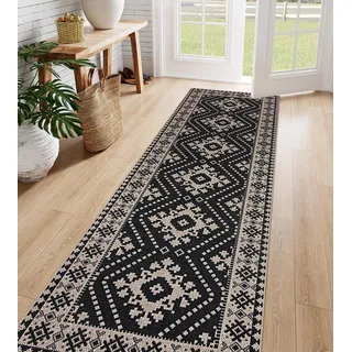 Lahome Marokkanischer Easy Jute-Outdoor-Läufer, 5 x 20 cm, waschbar, Schwarz