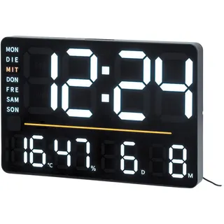 AMS Tischuhr Quarzuhr, Wohnzimmer, Esszimmer, automatischer Kalender schwarz