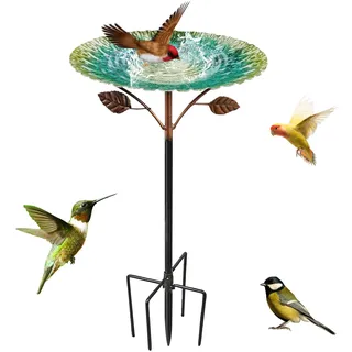 NEOVSUNY Vogeltränke Stehend Groß Garten mit 5 Zackiger Sockel,Vogeltränke Winterfest 85cm,Vogelbad Garten Stehend für Wildvögel , Wassertränke für Vögel