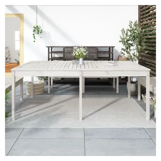 furnicato Gartentisch Massivholz 203,5 x 100 x 76 cm Weiß (1-St), Stabiler Outdoor-Tisch mit rustikaler Optik für deinen Balkon weiß 100 cm x 76 cm x 203.5 cm
