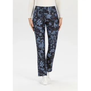 STEHMANN Taillenhose STEHMANN, Damen, Gr. 40, N-Gr, blau (marine), Web, Obermaterial: 70% Baumwolle, 27% Polyester, 3% Elasthan, bedruckt, casual, regular fit knöchellang, Hosen, mit All-Over Print