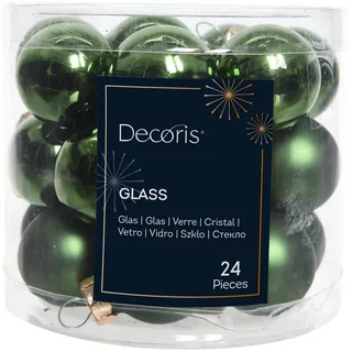 Kaemingk Weihnachtsbaumkugel, Weihnachtskugeln Glas 2,5cm 24 Stück - Piniengrün grün
