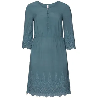 Kleid mit Stickerei - petrol - 52