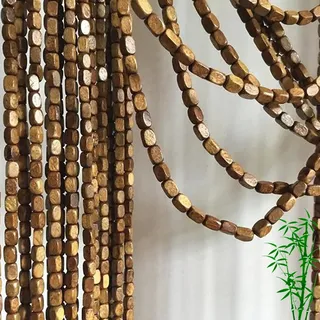 KGUDYS Natürlicher Bambus-Perlenvorhang Für Die Tür,Handgemacht Fadenvorhang,Hängende Fliegenvorhang Türvorhänge Panel,Brauner Holz Und Bambus Perlenvorhang,Mit Montagezubehör,100strands(100x240cm)