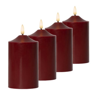 LED Kerzenset Adventskerzen Weihnachten 3D Flamme Echtwachs Timer rot 4 Stück