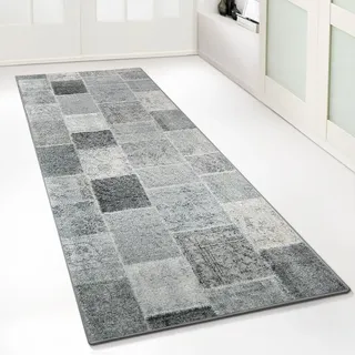 Floordirekt Teppich-Läufer auf Maß Monsano - Moderner Wohnteppich für Flur, Küche, Schlafzimmer - Meterware - rutschfest, robust & pflegeleicht (Anthrazit, 80 x 100 cm)