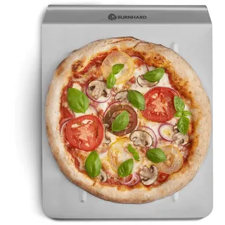 BURNHARD® Pizzaschaufel Edelstahl Robustes Design | Optimiert für Pizzasteine, Einhändige Nutzung, Perfekt für Ofen & Grill, Edelstahl Pizzaschaufel