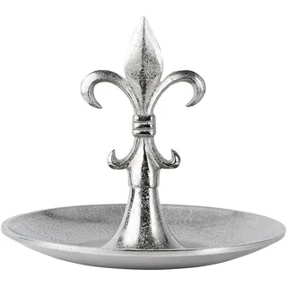 MichaelNoll Etagere Lilie Dekoteller Dekoschale Schale - Servierplatte Groß aus Metall Aluminium - Silber Deko Luxus - Tischdeko Hochzeit - Dekoration für Wohnzimmer, Esszimmer oder Küche - 31 cm