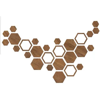 Generisch Hexagon Wanddeko - 27 x sechseckige, rutschfeste Holzdekorationen - Sechseckige Holzwandkunst für Wohnkultur, abziehen und aufkleben, selbstklebend für Wohnzimmer, Küche, Badezimmer