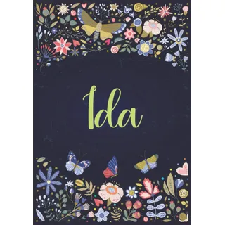 Ida: Notizbuch A5 | Personalisierter vorname Ida | Geburtstagsgeschenk für Frau, Mutter, Schwester, Tochter | Design: Garten | 120 Seiten liniert, Kleinformat A5 (14,8 x 21 cm)