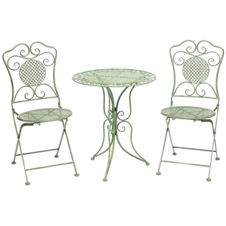 Aubaho Balkonset Gartenset Tisch und 2 Stühle Eisen Antik-Stil Gartenmöbel grün Bistroset