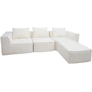 Mendler L-Sofa HWC-O540 mit Ottomane creme