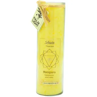 Palm Light Chakra Kerze – gelb, 20cm, 100 Std. Brenndauer, in Kristalloptik, Hochwertig für Innen & Außen