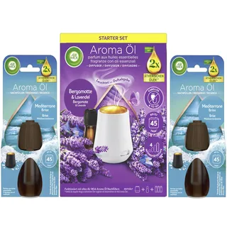 Air Wick Aroma-Öl Diffuser Starter-Set inklusive 1 Gerät, 1x20ml Bergamotte & Lavendel & 2x20ml Mediterrane Brise Nachfüller