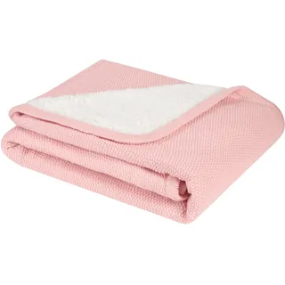 Kikkaboo Babydecke gestrickt Dream big 100 x 75 cm, Schmusedecke, 100% Baumwolle pink