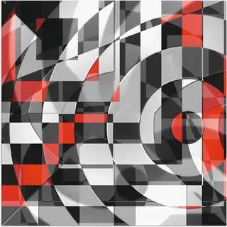 Wandbild ARTLAND "Schwarz weiß trifft rot Version 1" Bilder Gr. B/H: 100 cm x 100 cm, Alu-Dibond-Druck Muster quadratisch, 1 St., schwarz Kunstdrucke als Alubild, Outdoorbild, Leinwandbild in verschied. Größen