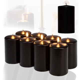 Candelo 8er Set Stumpenkerzen Weihnachten Ambiente Kerzen - Schwarz - 5,8cm x 12cm - Kerze Weihnachtsdekoration - Weihnachtskerzen für Adventskranz