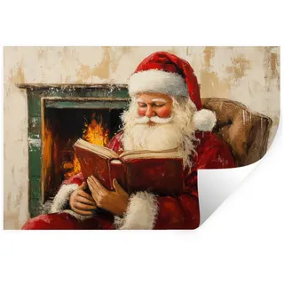 MuchoWow Wandsticker Weihnachten - Weihnachtsmann - Winter - Open Fireside (1 St), Wandtattoo, Selbstklebend, Wohnzimmer, 60x40 cm 60 cm x 40 cm x 0.1 cm