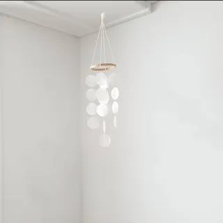 Windspiel, Boho Deko Muschel Traumfänger Girlanden Capiz Muschel-Windspiele für den Außenbereich 73cm Länge Hängen Ornament Wandbehang Anhänger Geschenke für Terrasse, Garten, Hofdekoration -Weiß