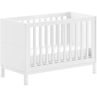 Babybett VIPACK "in gradlinigem Design, standfest gebaut, pflegeleichte Oberfläche", weiß, B:66,2cm H:85,2cm L:125cm, Holzwerkstoff, Massivholz, Babybetten, Babybett, 60x120 cm, 3-fach verstellbarer Lattenrost, Ausf. weiß lackiert