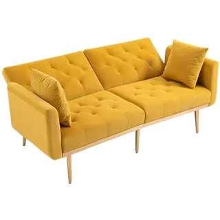 Odikalo Loungesofa Doppelsofa Schlafsofa Samt multifunktion Metallfüßen mehrfarbig gelb