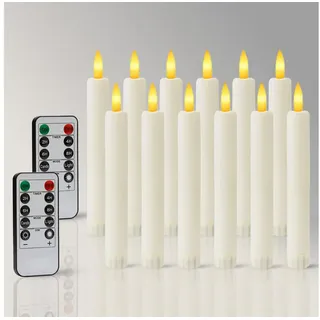 OZAVO LED-Kerze LED Stabkerzen mit Timerfunktion und Fernbedienung 2 x 16cm Warmweiß (Flammenlose Tafelkerzen, 12-tlg., Tropffreie Tafelkerzen Dimmbar warmer), für Weihnachts-, Zuhause- und Hochzeitsdekoration