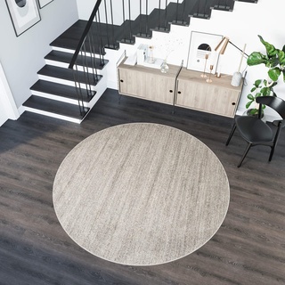 TAPISO Sari Teppich Rund Grau Braun Modern Meliert Verwischt Design Wohnzimmer Schlafzimmer ÖKOTEX 130 x 130 cm