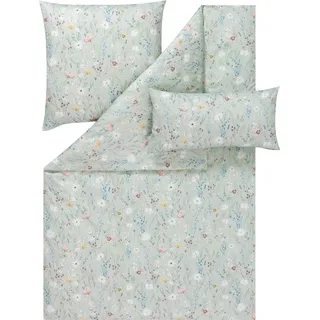 Estella Bettwäsche Celeste + Gratis-Kissenbezug Mako-Satin Salbei Größe 155x220 cm (40x80 cm + 80x80 cm)