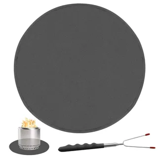 Tabletop Fire Pit Feuerstellenmatte mit einziehbarer Grillgabel, feuerfeste Tisch-Feuerstellenmatte für Solo Stove Mesa, 5-lagige hitzebeständige Matte, Wärmeabweiser-Feuerschalenmatten