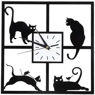 Fdit Wanduhr Schwarze Katze Wanduhr Einfachen Stil Stille Kreative Katze Dekoration für Hause Büro Kaffee Restaurant
