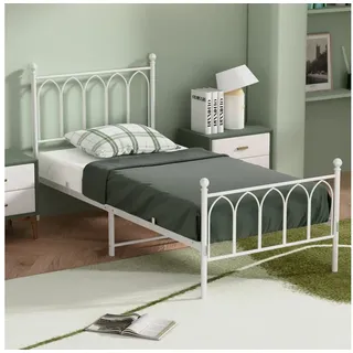 STILVORA Metallbett Metallbett 90x200 Bettgestell mit Lattenrost,Stauraum unter dem Bett, modernes Design weiß