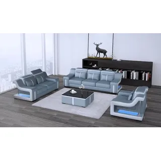 Wohnzimmer Polstergarnitur Ledersofa Couch Sitz Polster Garnituren 3+2+2 Sofa