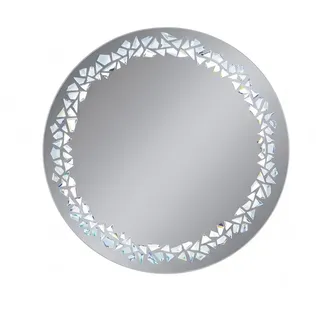 JVmoebel Dekospiegel Spiegel Mit LED Modern Silber Elegant Wandspiegel Kristall Rund, Made in Europa silberfarben