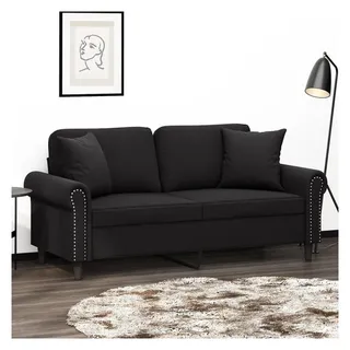 vidaXL Couch Samt 2-Sitzer Schwarz