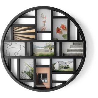 Umbra Luna Bilderrahmen Collage für 9 Fotos – Runde Fotowand für neun 10 x 15 cm Bilder, Fotos, Illustrationen, Grafiken und Mehr, Schwarz