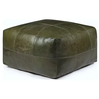 Feeling4Home Pouf Anneta aus Leder 60x60 cm, Olive-Grün, Entwickelt mit der Zeit eine charaktervolle, natürliche Patina. grün 60 cm x 45 cm x 60 cm