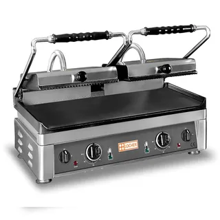LOCHER Elektro-Doppelkontaktgrill EKG56OR mit extra großen Grillflächen; oben gerillt und unten glatt, 230 V