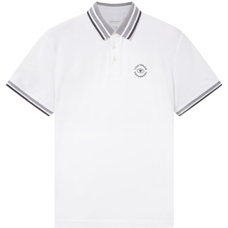 TOM TAILOR Herren Basic Poloshirt, weiß, Logo Print, Gr. XXXL