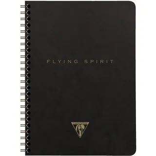 Clairefontaine 102566C Notizbuch Flying Spirit, mit Innentaschen und Spiralbindung, liniert, 60 Blatt, DINA5, 14,8 x 21cm, 1 Stück, Schwarz mit sortierten Designs