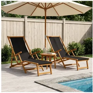 vidaXL Sonnenliege 2 pcs klappbar 2 x 200 x 65 x 30 cm Schwarz